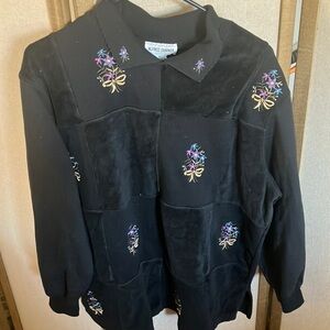 Alfred Dunner Black Top with Colorful Embroidery medium